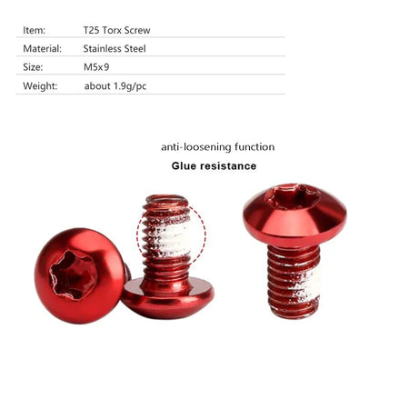 Bike Disc Brake Rotor Bolts &ndash; Durable Steel T25 M5x9 Secure Fit