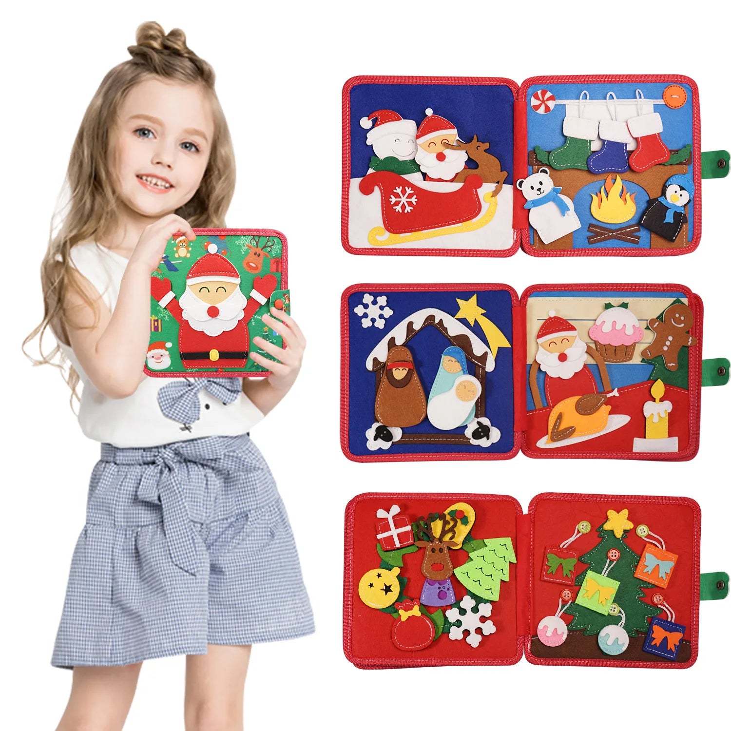 Christmas Lion Busy Board &ndash; Interactive Story Sensory Toy Red