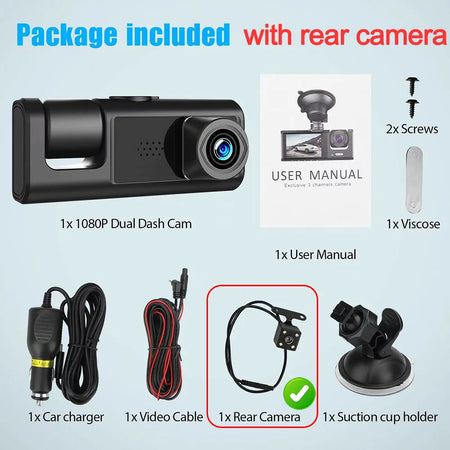 2/3 Channel Dash Cam with 1080P Cameras X01-3 cameras / 64G