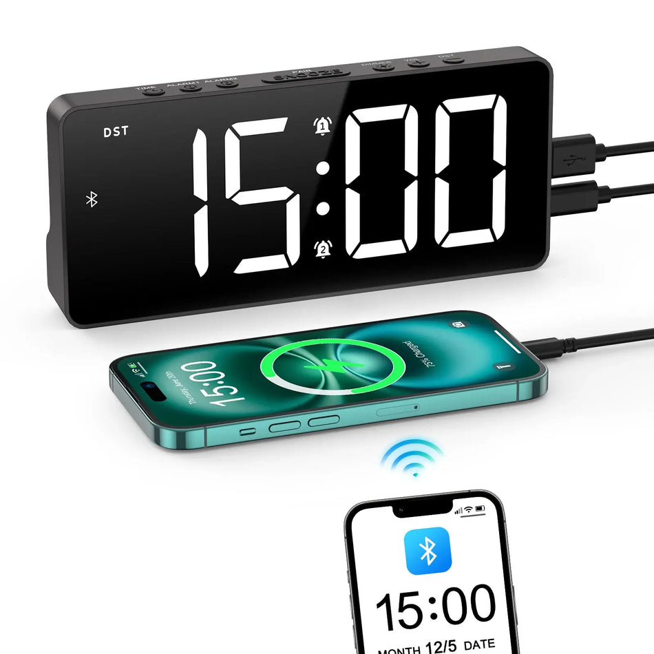 ORIA 7-Inch LED Digital Alarm Clock With Bluetooth Time Sync For Home Office by InterCyprus Trading Ltd