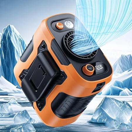 Waist Fan Clip On Rechargeable Hands Free &ndash; Lightweight Vibrant Orange