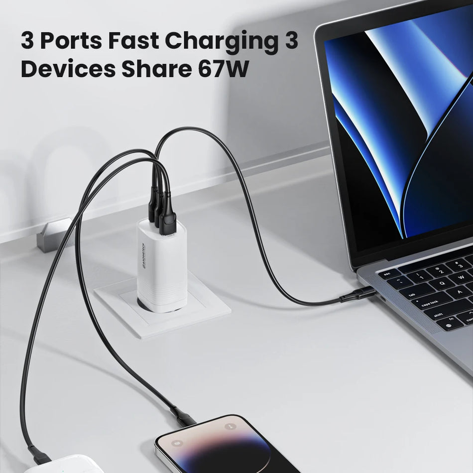 ASOMETECH 67W GaN Fast Charging Charger &ndash; High-Speed Power Delivery