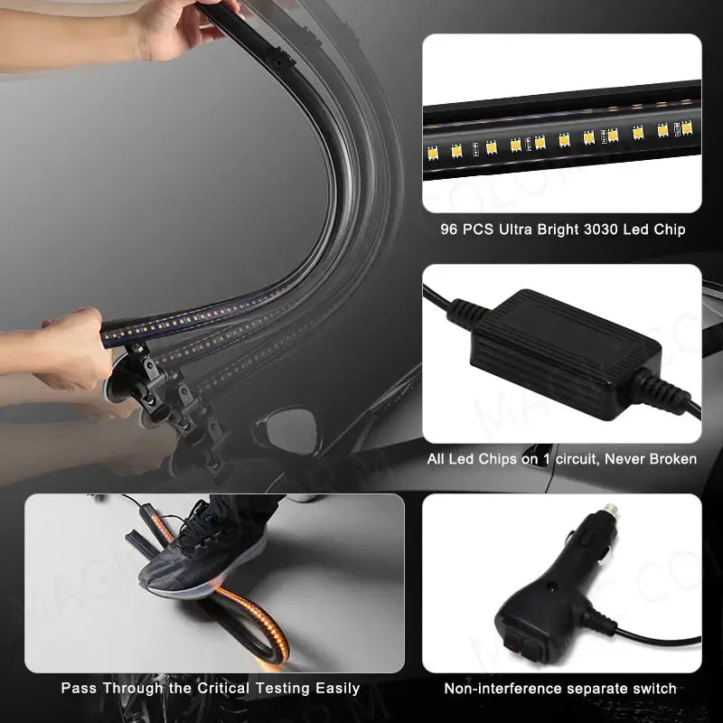 96 LED Strobe Lights For Emergency Flash Warning Lamp Windshield Bar 3030 Beads Red Blue Amber White Green Car Light Assembly by InterCyprus Trading Ltd