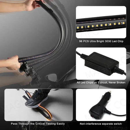 96 LED Strobe Lights For Emergency Flash Warning Lamp Windshield Bar 3030 Beads Red Blue Amber White Green Car Light Assembly by InterCyprus Trading Ltd