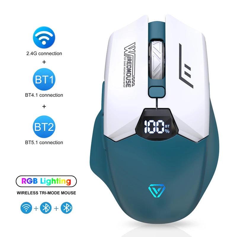 Ratón inalámbrico de modo dual con pantalla inteligente y clics silenciosos