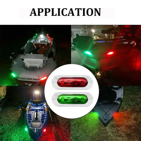 2Pcs Red Green LED Boat Navigation Light 12-24V Waterproof Sailing Signal Lamp Marine Yacht Warning Light Side Marker