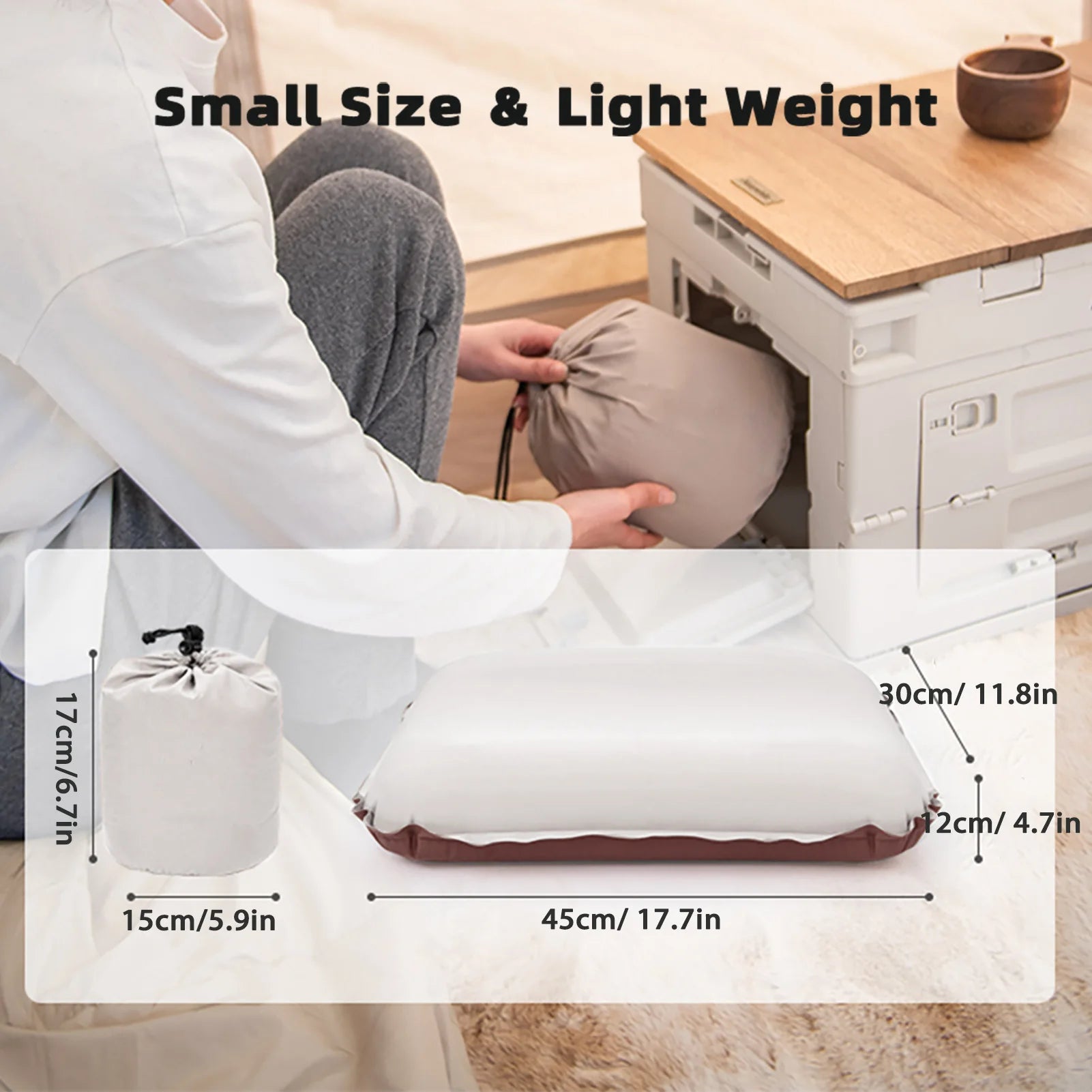 Sponge Pillow Auto Inflatable &ndash; Portable Cervical Pillow grey