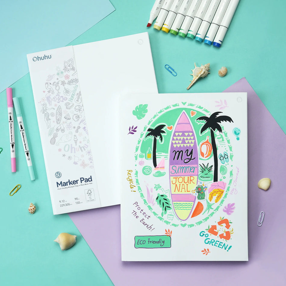 Ohuhu Непропусклив двустранен блок за маркери за алкохол, 9x12