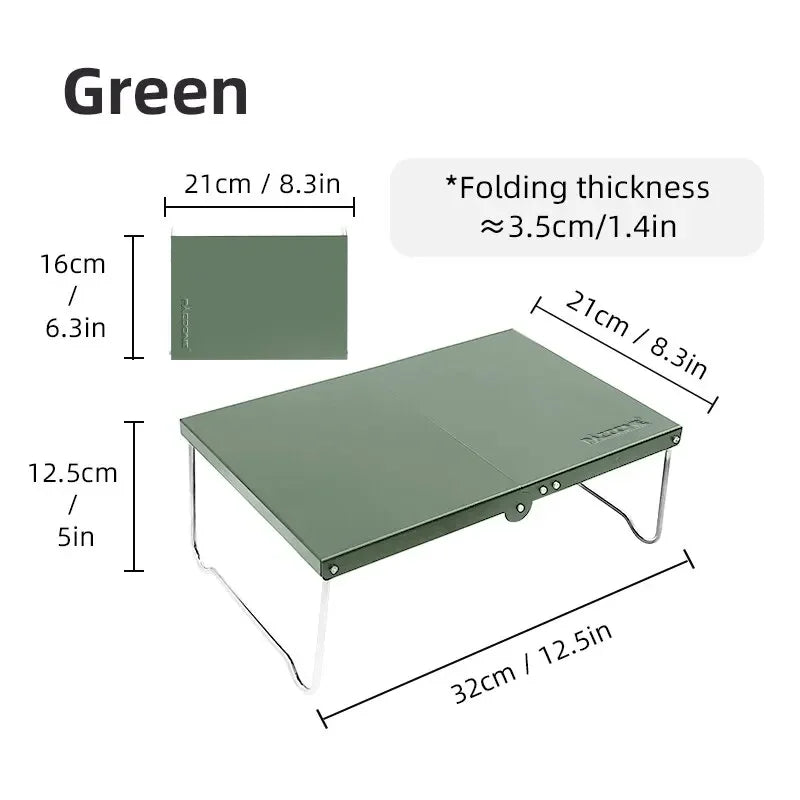 Ultralight Portable Folding Camping Table - Mini Coffee Table for Outdoor Adventures green