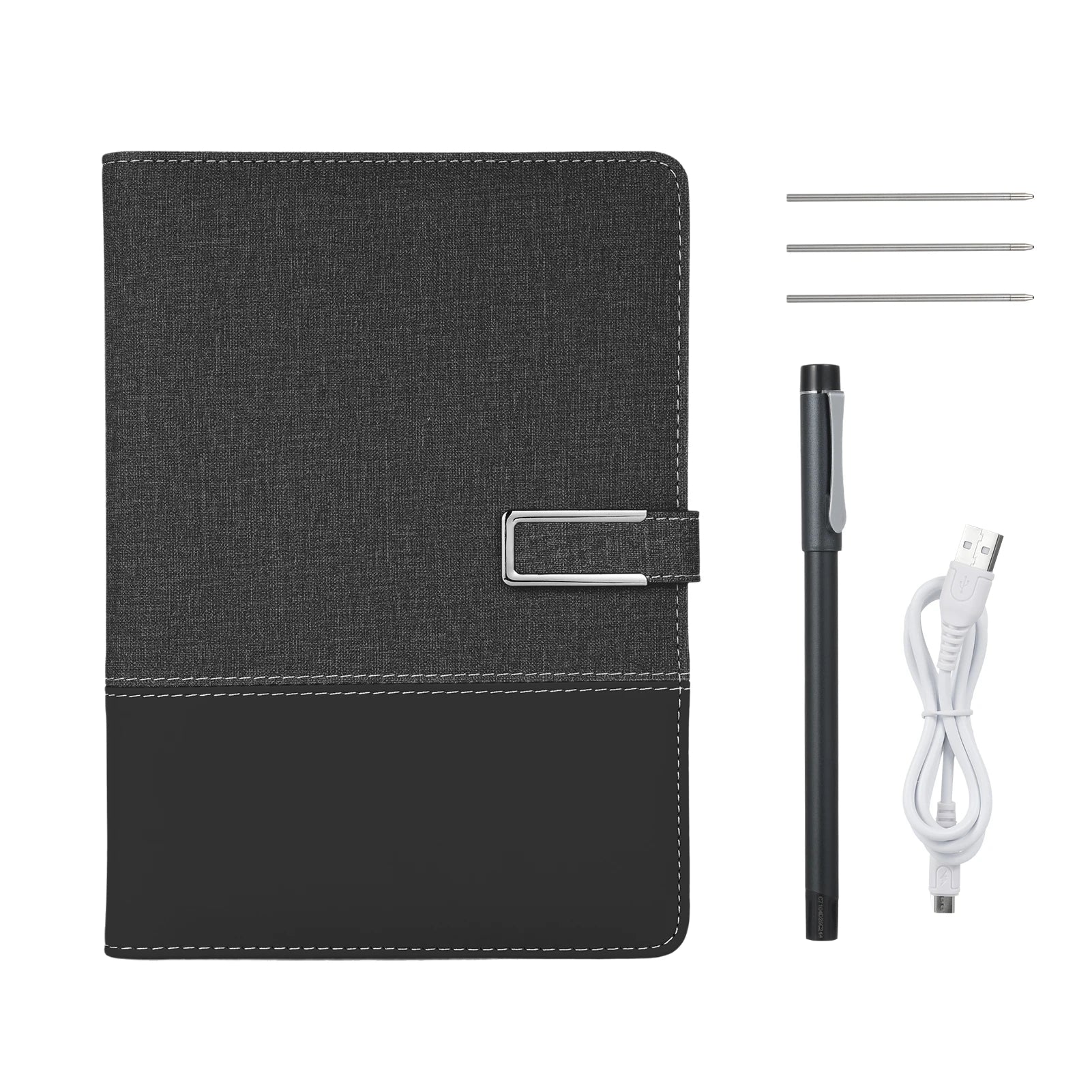 Smart Pen &amp; A5 Leather Notebook with Real-time Sync and AI Voice-to-Text black