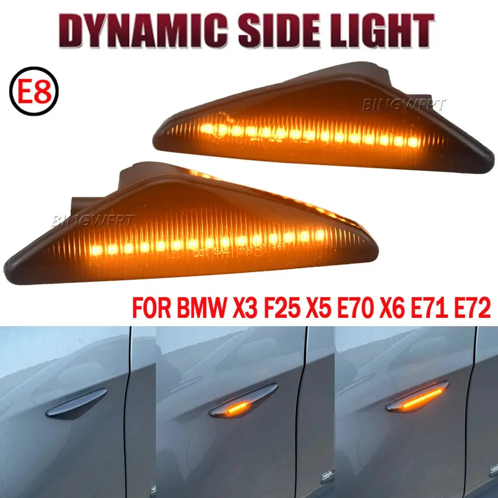 2x Sequential Flashing LED Turn Signal Side Marker Lights For BMW X3 F25 X5 E70 X6 E71 E72 Blinker Lamps 63137171007/8 by InterCyprus Trading Ltd