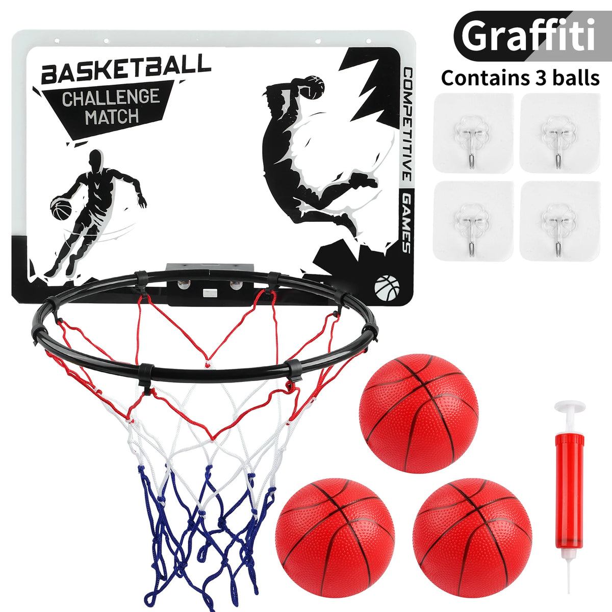 Metal Basketball Rim Mini Hoop Indoor Backboard &ndash; Safe Play Graffiti metal hoop