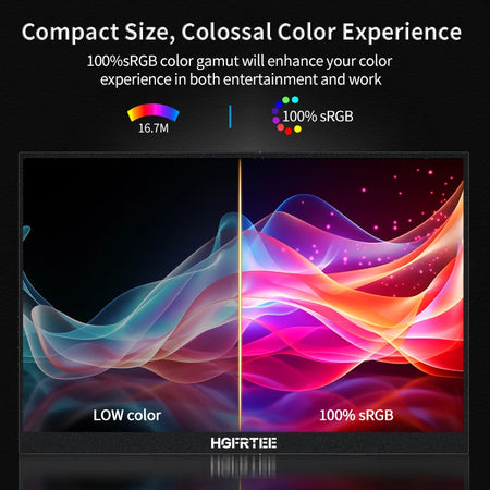 HGFRTEE 16 Inch Portable Monitor &ndash; 100 Percent sRGB FHD Display