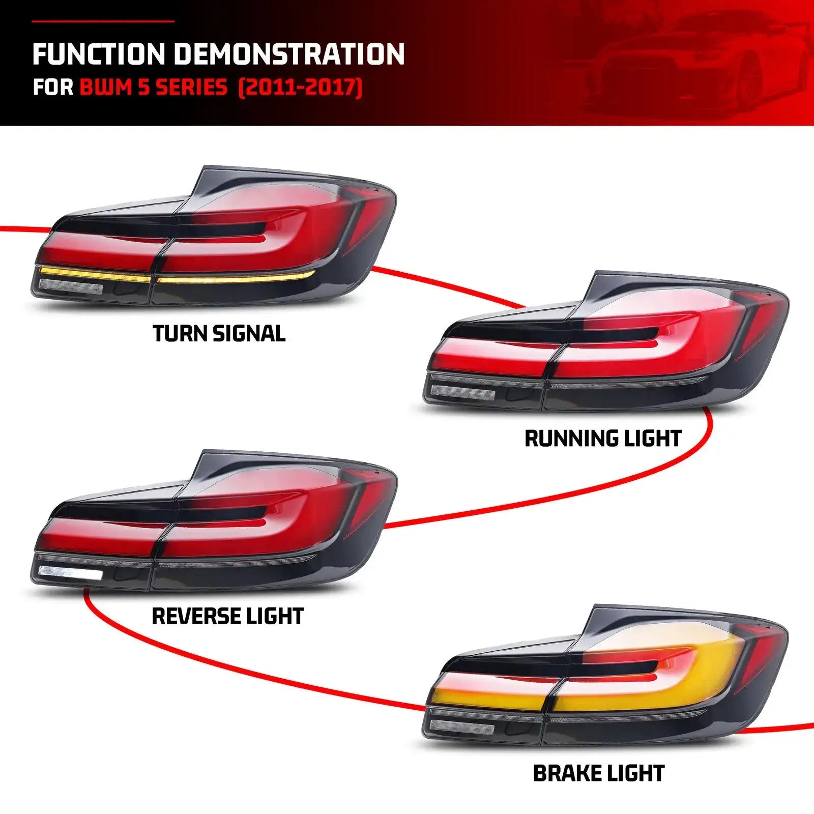 LED Tail Lights For BMW 5 Series F10 M5 - Sequential Signals