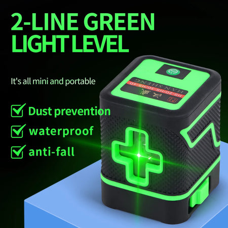 2 Lines Green Light Laser Level - Waterproof Portable Tool