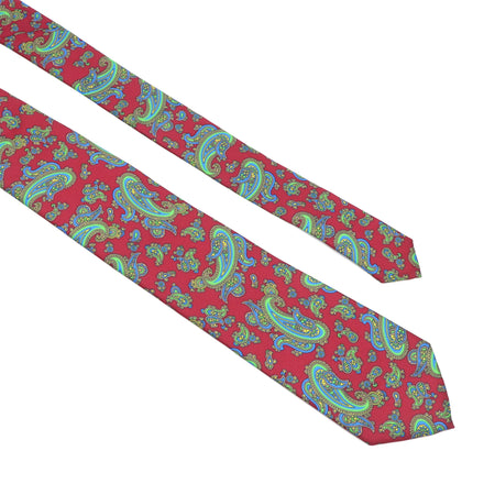 Super Soft Silk Floral Tie for Men in Red and Blue