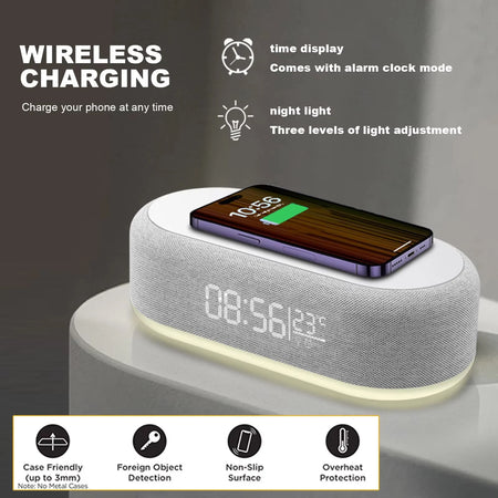 15W Wireless Charger Pad Stand Clock Lamp &ndash; Fast Charge