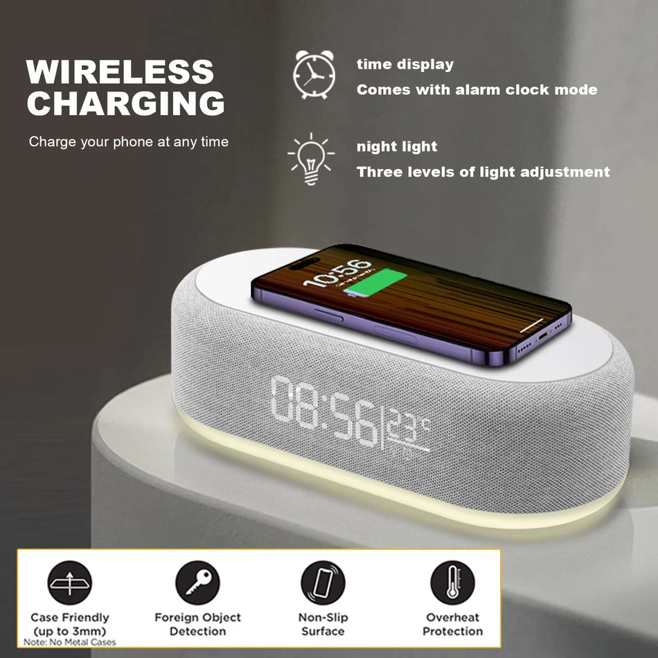 15W Wireless Charger Pad Stand Clock Lamp &ndash; Fast Charge