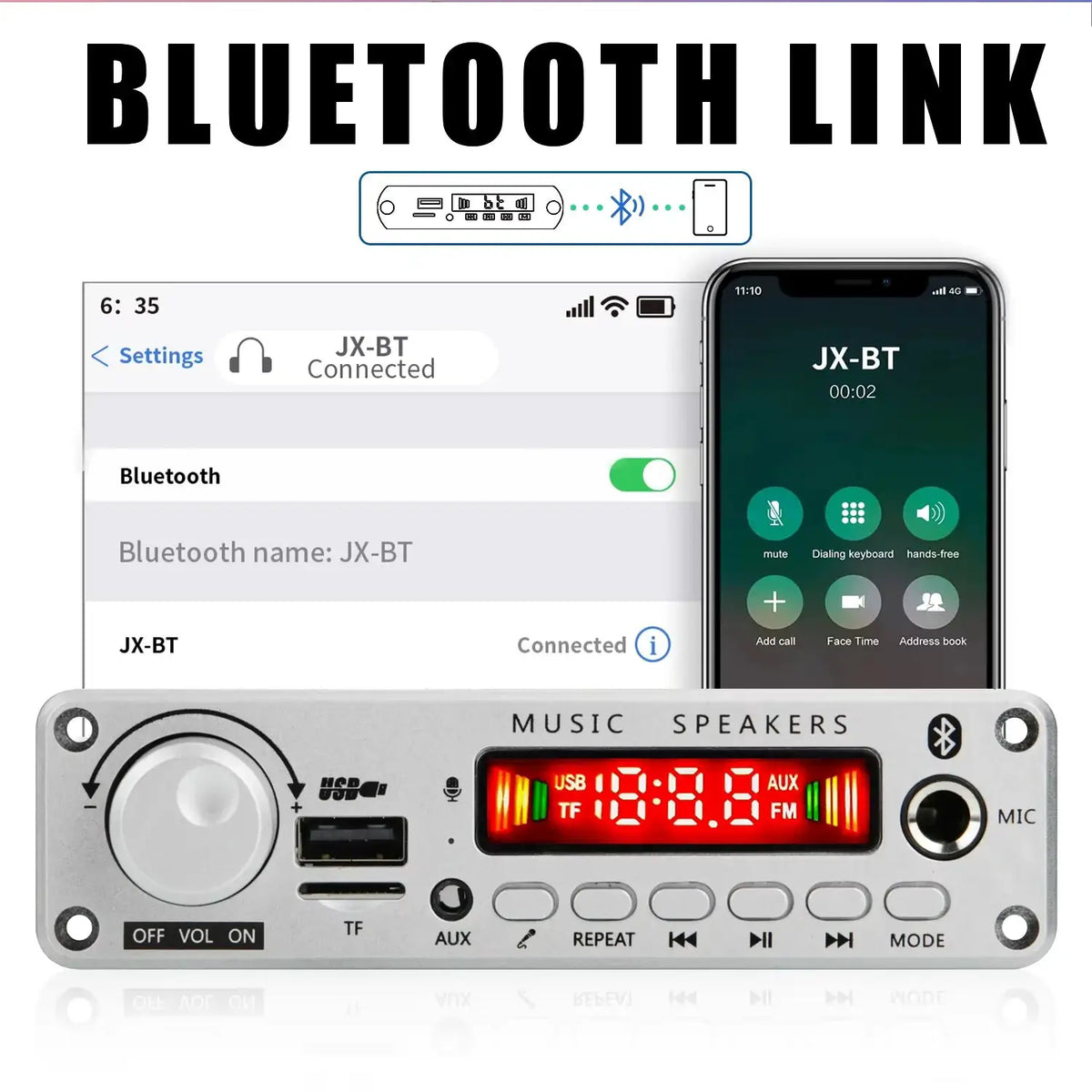 KEBIDUMEI 200W Amplifier Bluetooth MP3 WMA APE Decoder Board DC 12V Wireless Car USB MP3 Player TF Card Slot USB FM with 6.5 Mic by InterCyprus Trading Ltd