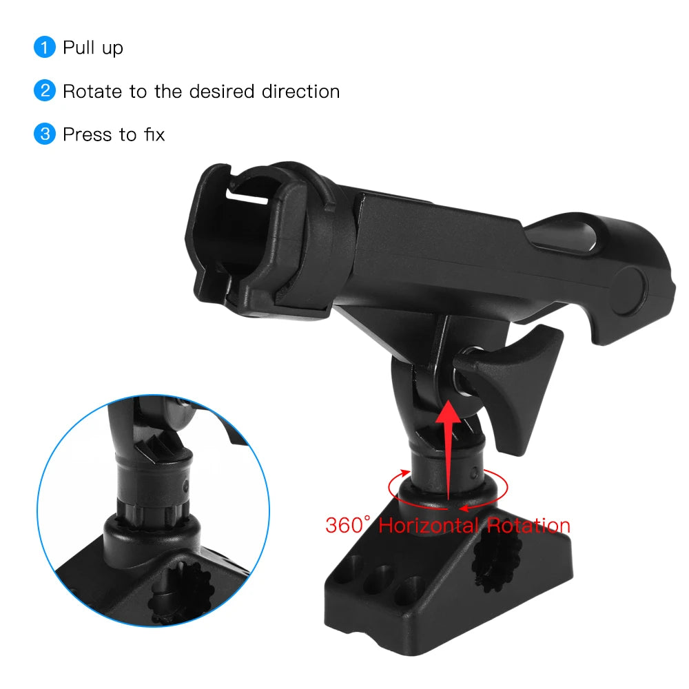 Rod Stand Rotatable Fishing Boat Rods Holder Base Stainless Steel 360 Degree Rotatable ...