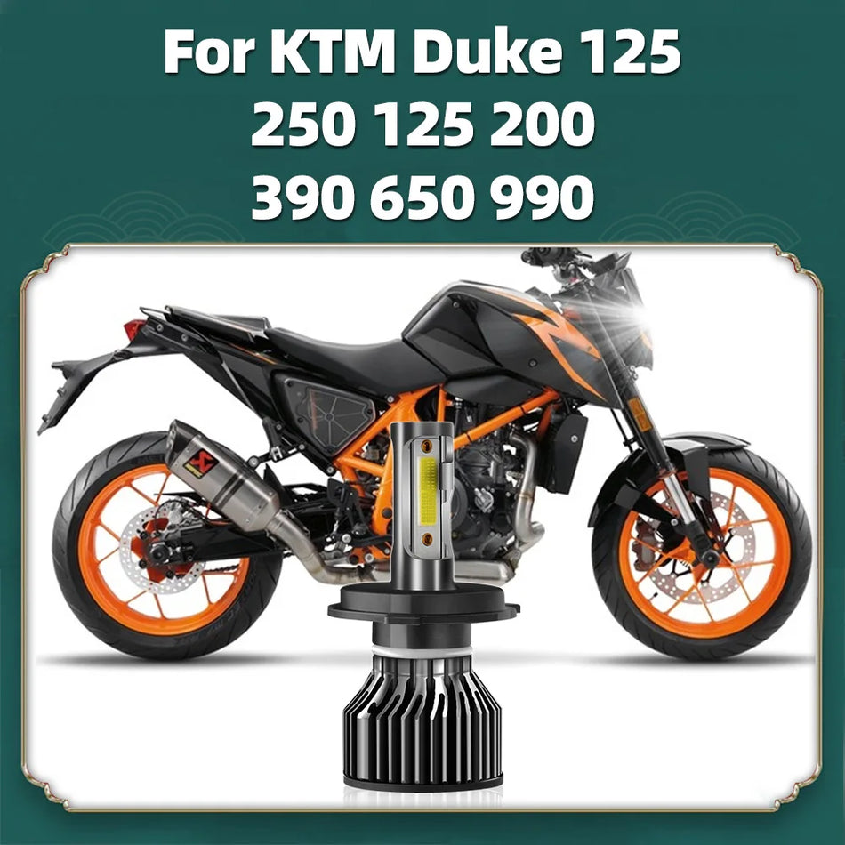 Lâmpada de Farol LED KTM Duke H4 com 6000K 10000LM, Super Brilhante, Compatível com Motos 125 250 390 650 990