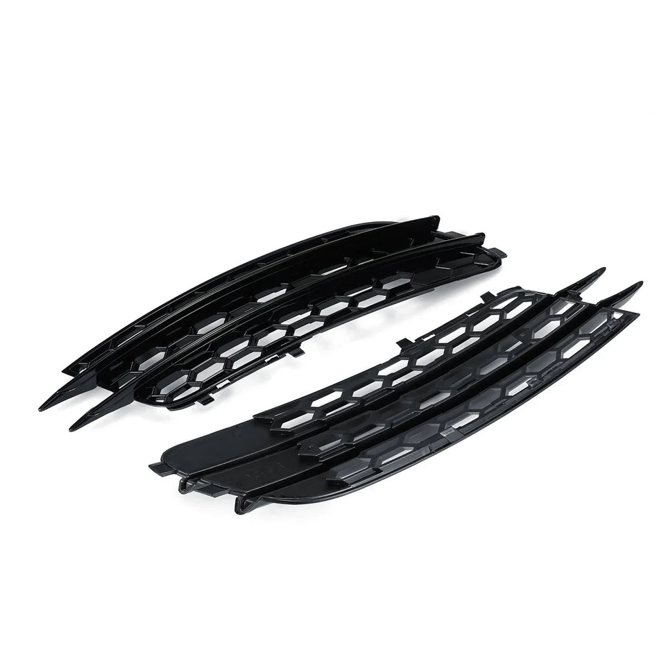 Grelhas dos faróis de nevoeiro em malha de favo de mel, ABS preto brilhante, para Audi A6 C7 Sedan 2012-2015