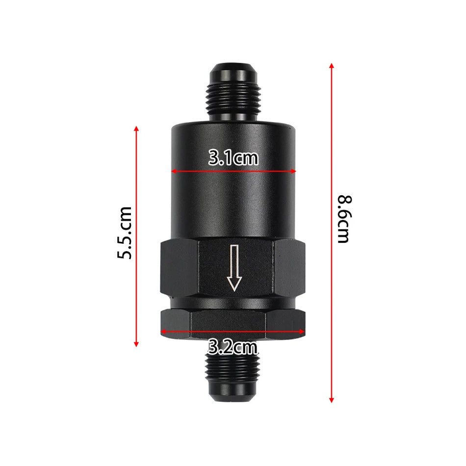 6AN Inline Degvielas Filtrs, 30 Mikronu Billet Alumīnija FF-1065A-BK