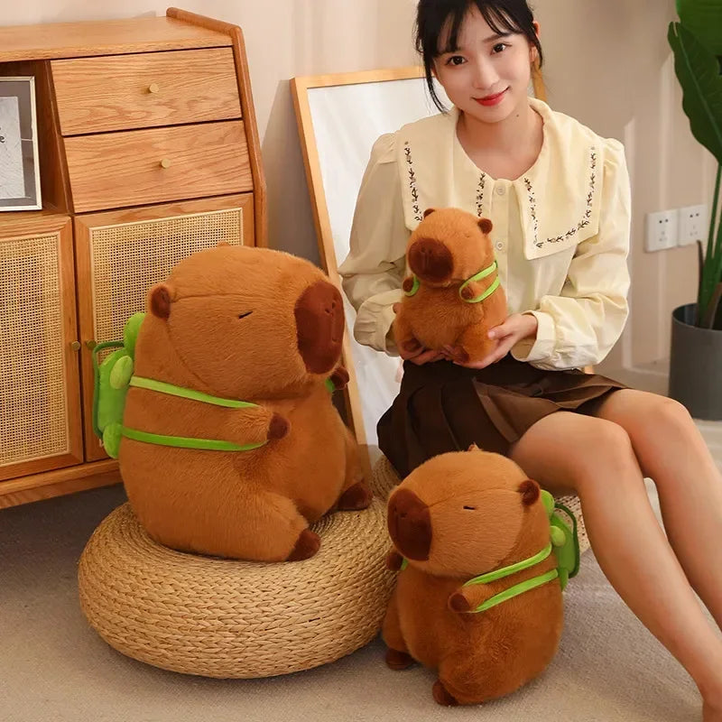 Adorable Capybara Plush Toy with Turtle Backpack