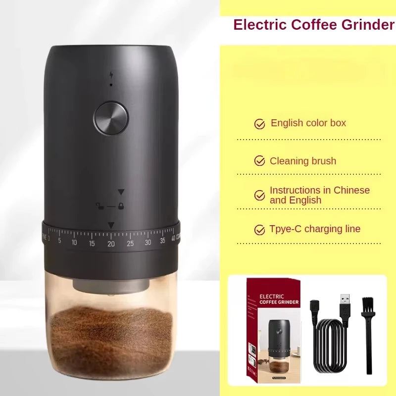 Crearoma Portable Electric Coffee Grinder &ndash; 40 Gear Settings 2AW-Black