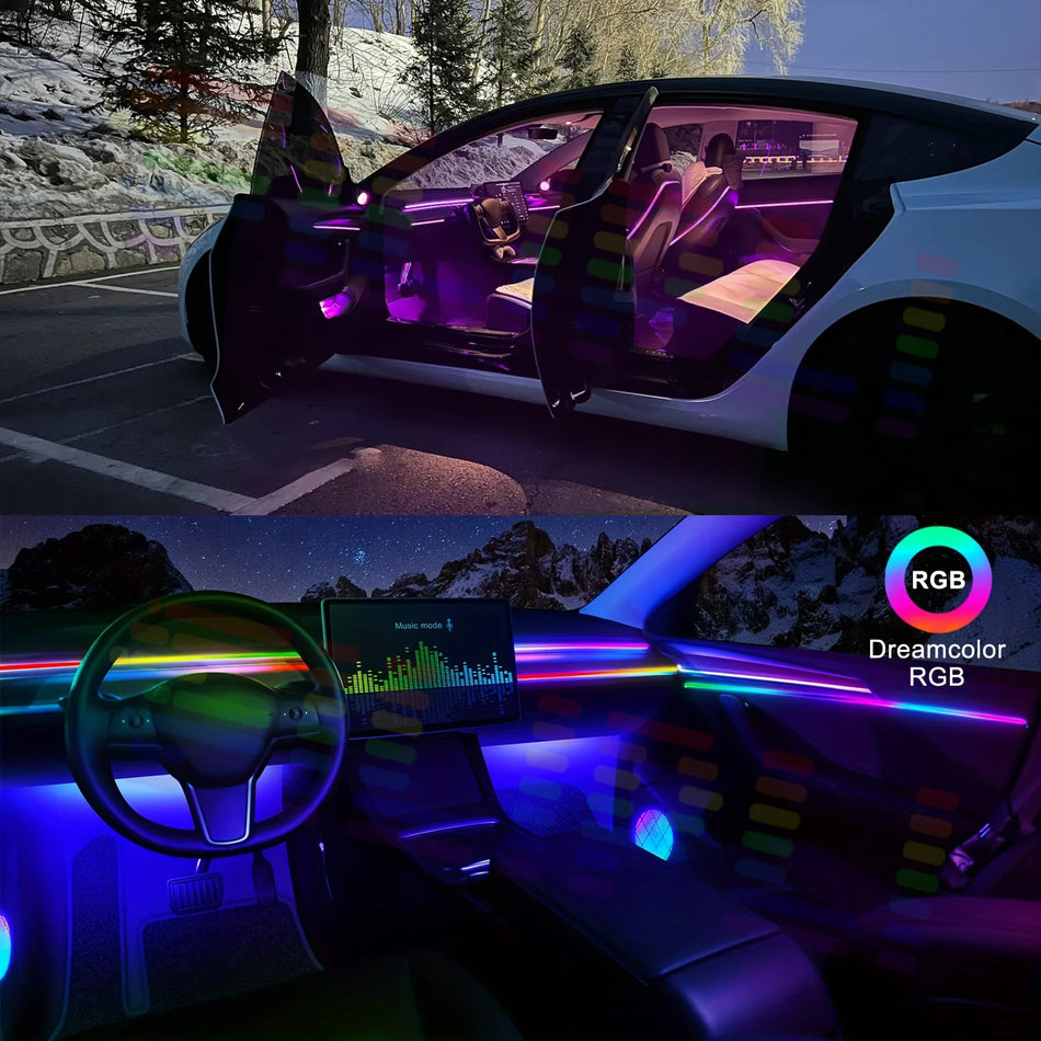 RGB LED Acrylic Ambient Light Strip For Tesla Model 3 Model Y
