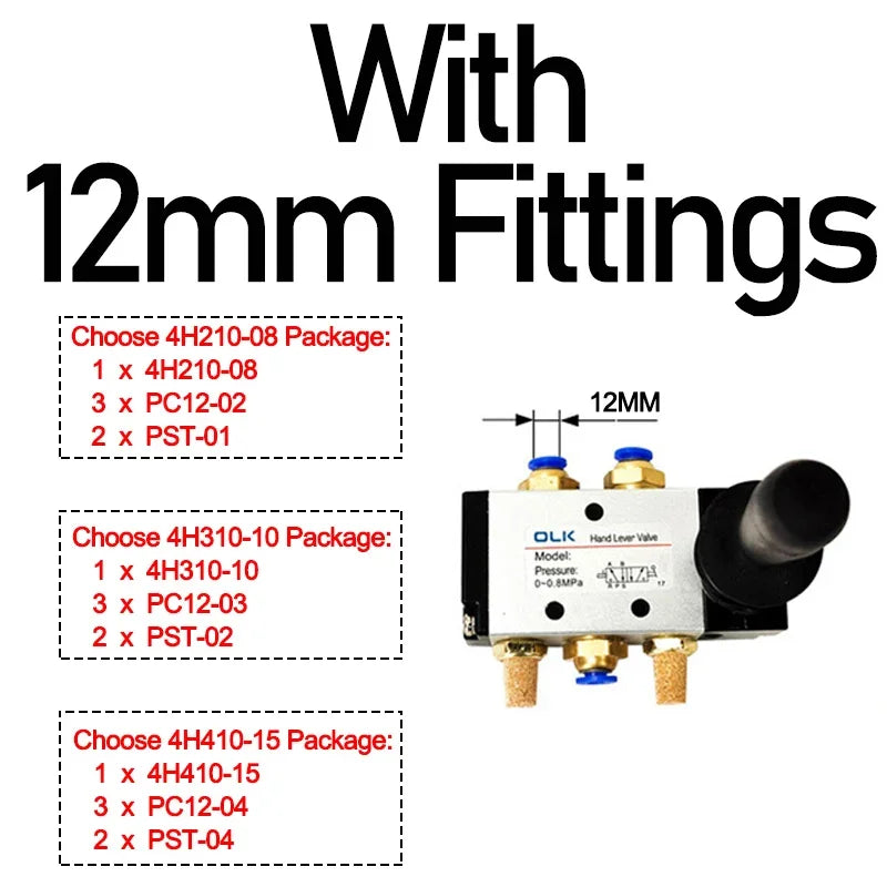 Air Valve Switch 4H210-08 4H310-10 4H410-15 &ndash; Direct Acting With 12mm Fittings / 4H210-08