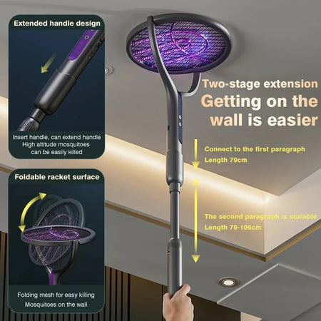 2-In-1 Mosquito Swatter Lamp &ndash; USB Rechargeable Extendable