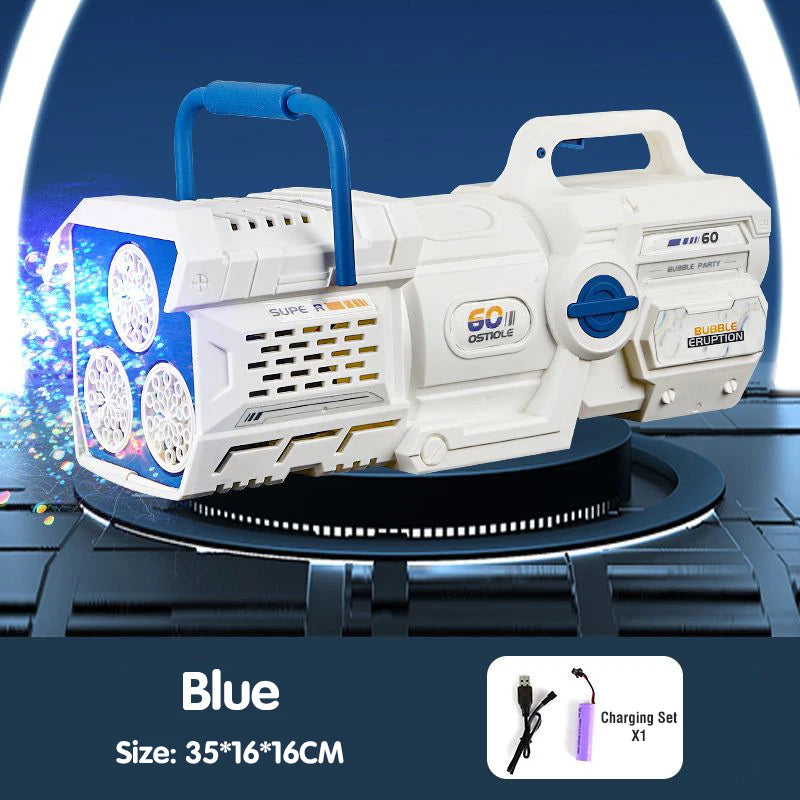60 Hole Electric Bubble Gun &ndash; Automatic Bubble Blowing Fun Blue