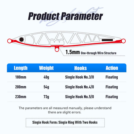 YOOFISH GT Sea Fishing Lure - Topwater Floating Artificial Bait for Tuna &amp; GT