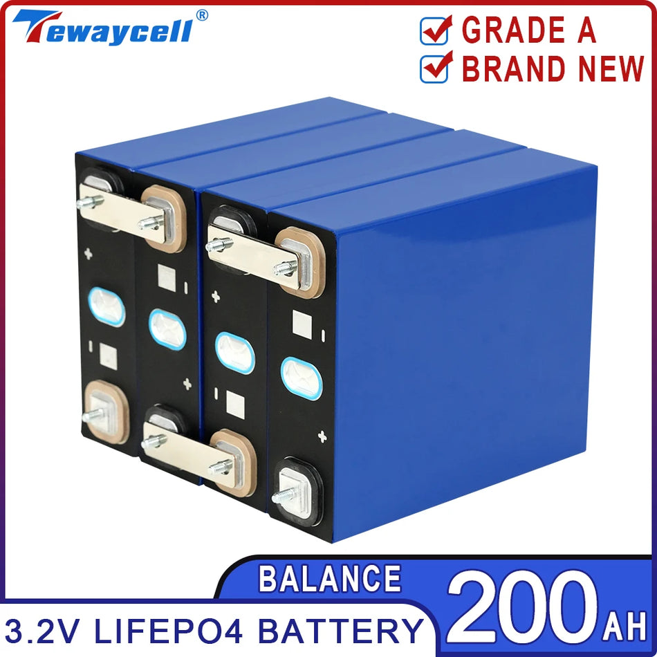Batteria Tewaycell 200Ah LiFePO4 3.2V Prismatica Solare RV Auto Ricaricabile 174x55x204mm