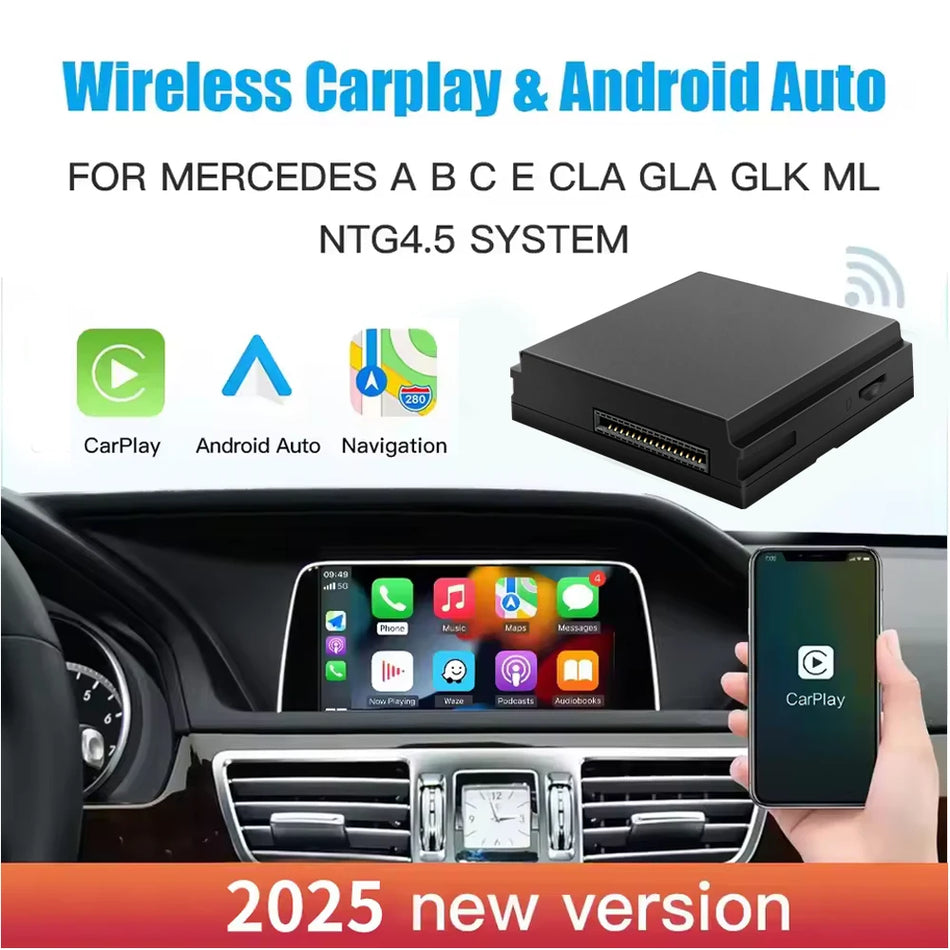 Kit Wireless CarPlay Android Auto pentru Mercedes Benz A, B, C, E, CLA