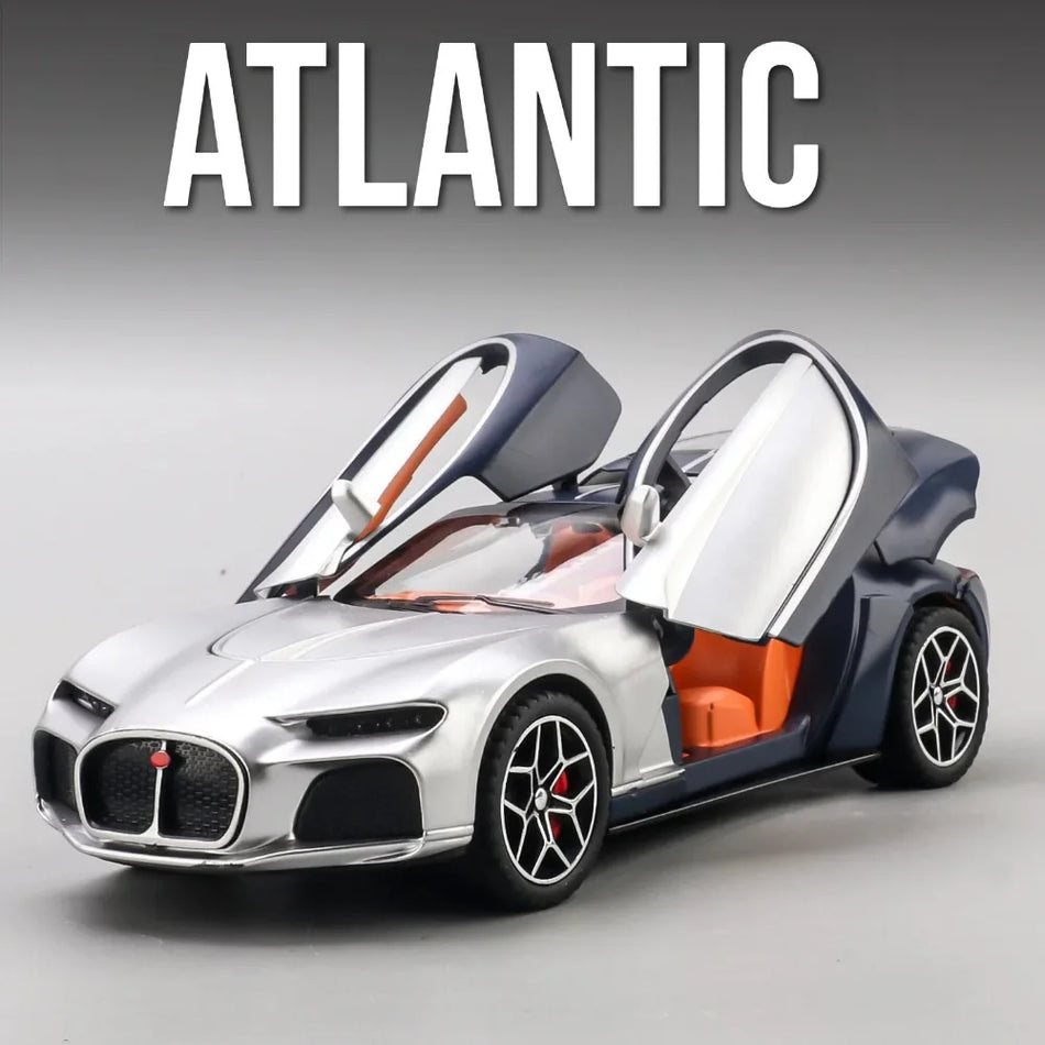 Model de mașină din metal la scară 1:32, din diecast, cu retragere, uși deschise.