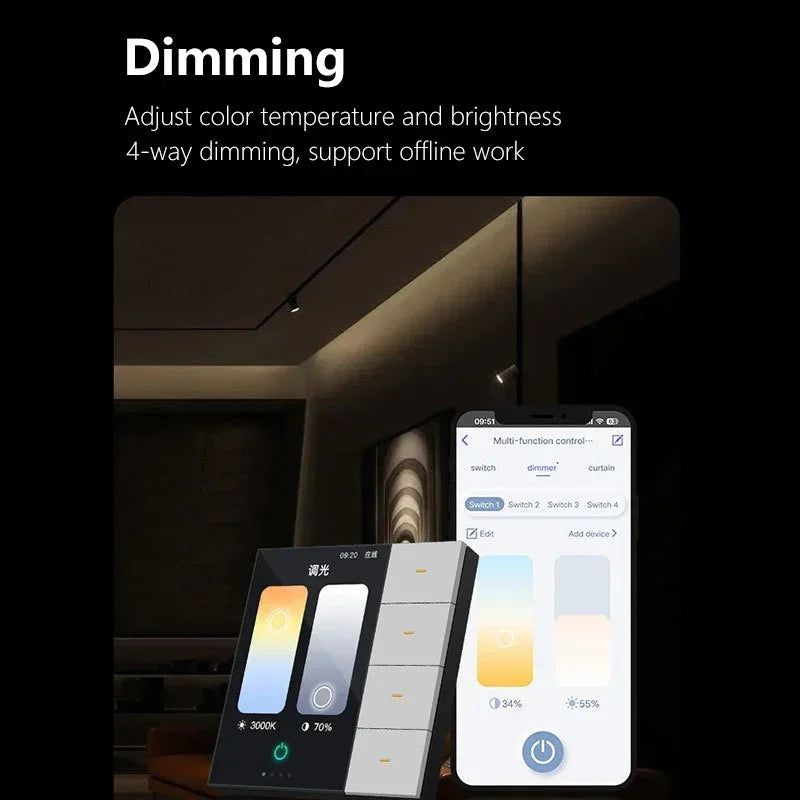Tuya Zigbee 3.5 Inch Smart Wall Switch &ndash; Four Channel