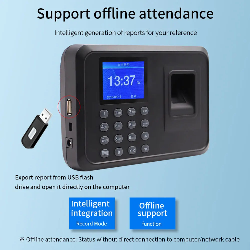 A5 Biometric Time Attendance Device - USB Data Management