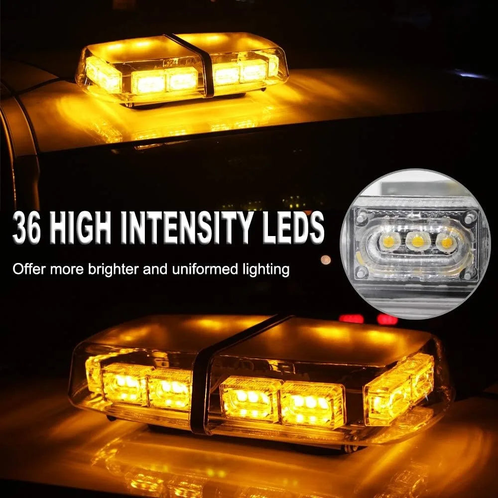 12 Inch 36 LED Emergency Strobe Light Bar &ndash; Magnetic Mount