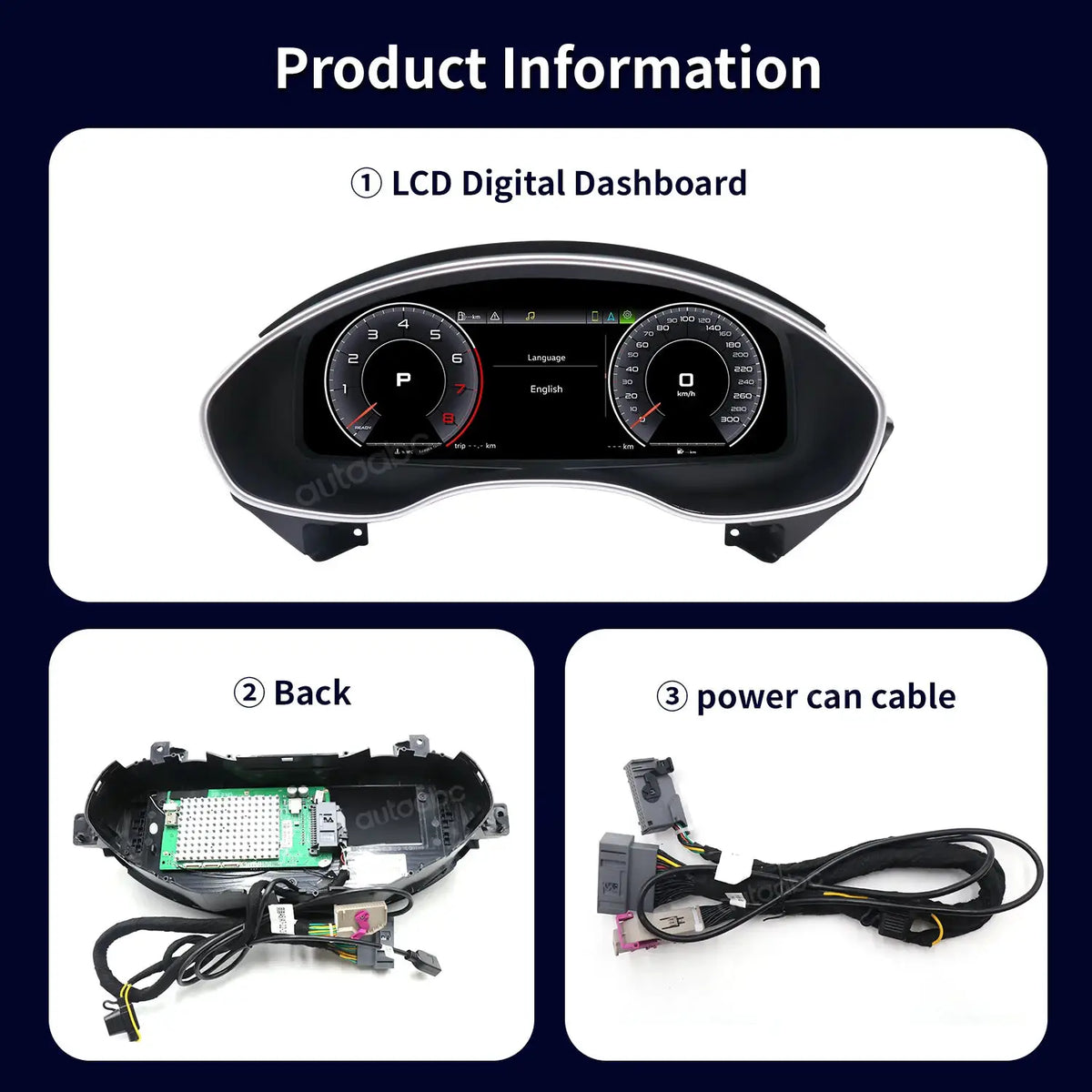 AUTOABC 12.3"LCD Digital Dashboard Cluster Wireless CarPlay Android Auto FOR Audi A6/A7 2012-2018year Support Steering wheel UI by InterCyprus Trading Ltd