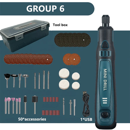 DONUMEH Cordless Mini Electric Engraver and Grinder with 3-Speed Control DOM-001-GROUP6