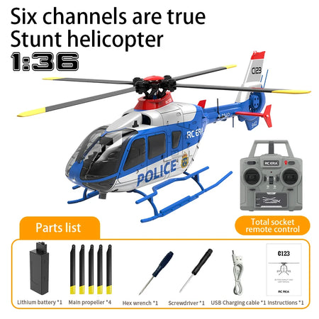 C123 6CH RC Helicopter EC135 &ndash; Ultra Stable Flight Blue