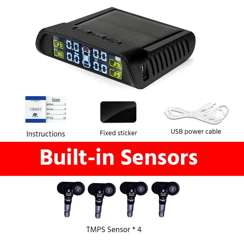 TPMS K42 Solar USB Tire Pressure Monitor - High Precision Built in sensor-K42P