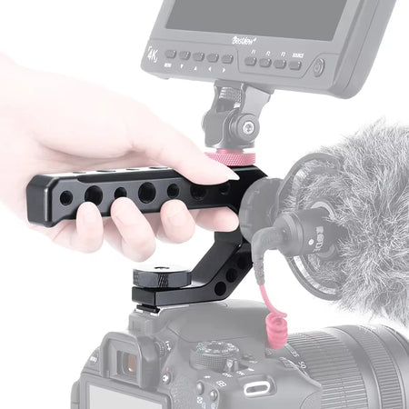 DSLR Camera Top Handle Grip | Mirrorless Stabilizer Accessory with Cold Shoe Adapter