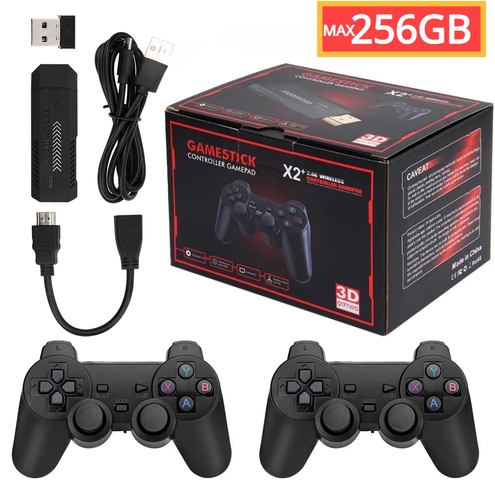 GD10 Plus Game Stick 4K HD Console with 58,000 Games &amp; Wireless Controllers