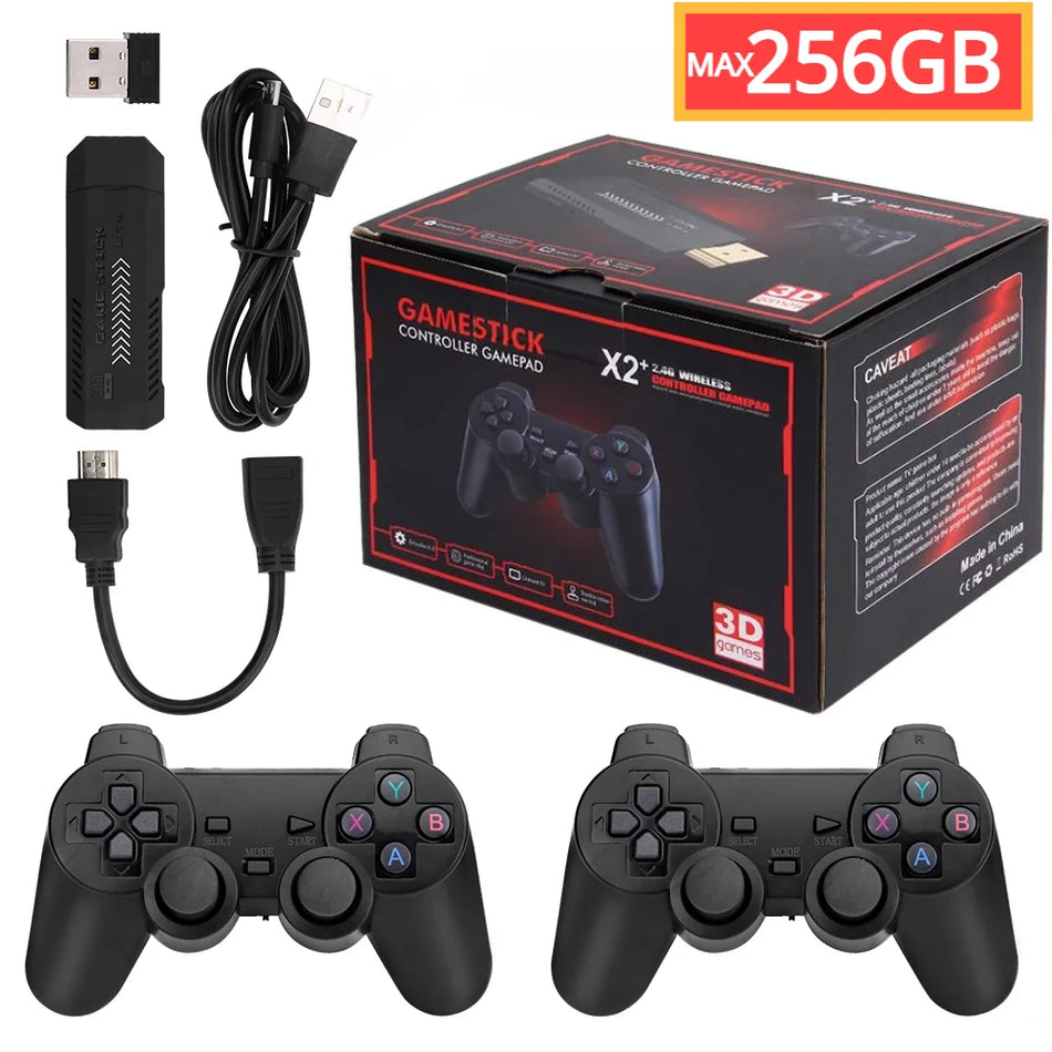 GD10 Plus Game Stick 4K HD Console with 58,000 Games &amp; Wireless Controllers