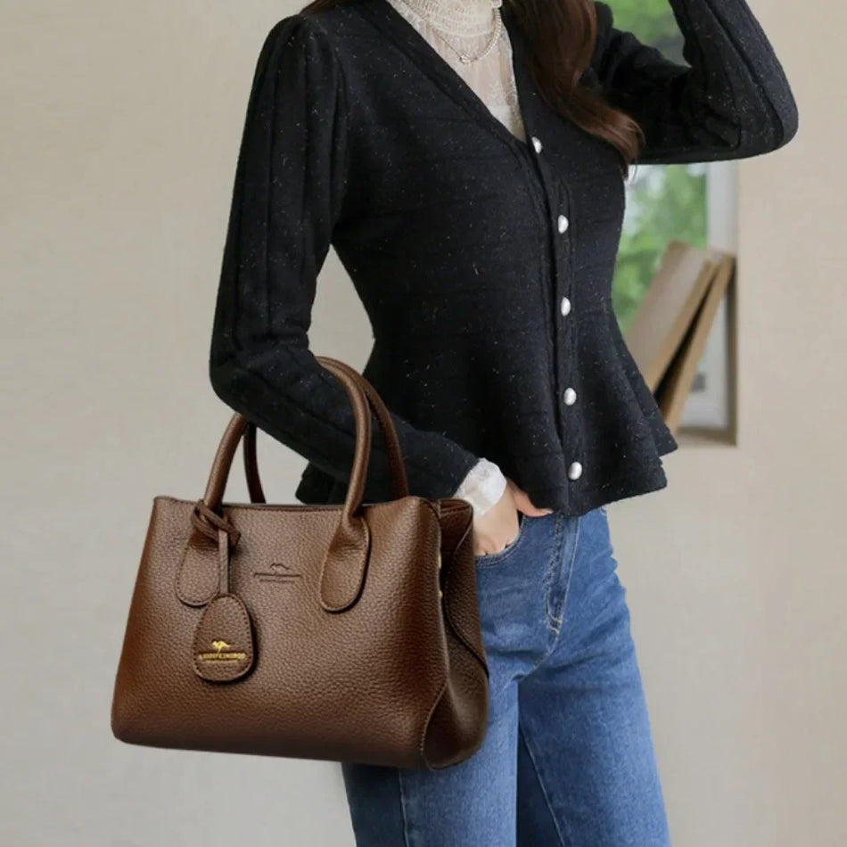 PU Leather 3-Layer Women's Handbag With Luxury Shoulder Crossbody, High-Quality Purse