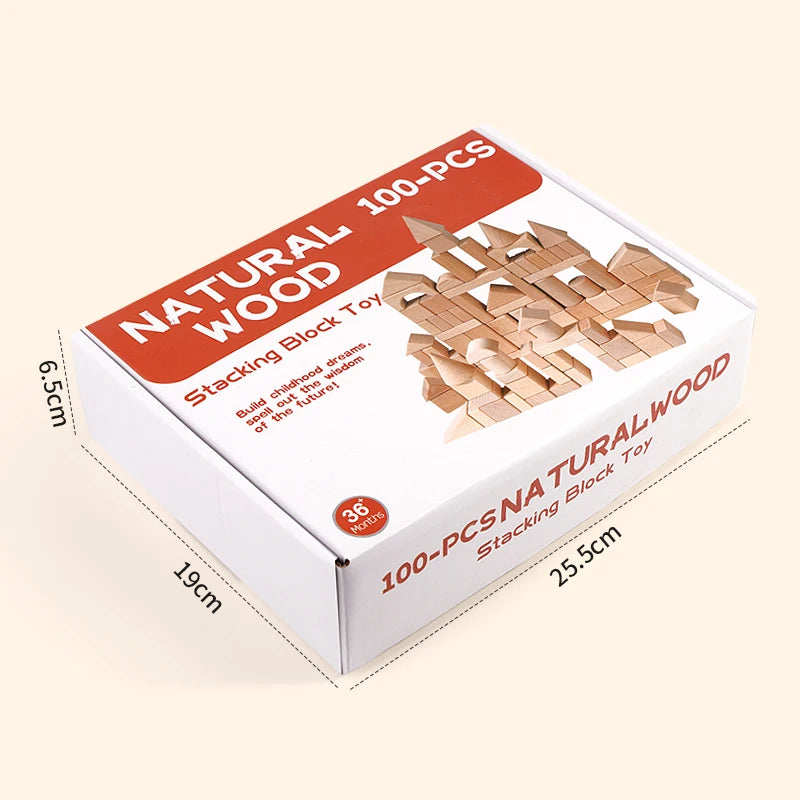 Natural Wood Blocks 100Pcs &ndash; Storage Bucket and Sorting Lid