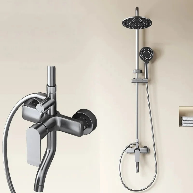 3-funktioners badeværelsesbruser sæt bruserarmatur badeværelse varmt koldt mixer fuld sæt regnbruserarmatur system vægmonteret